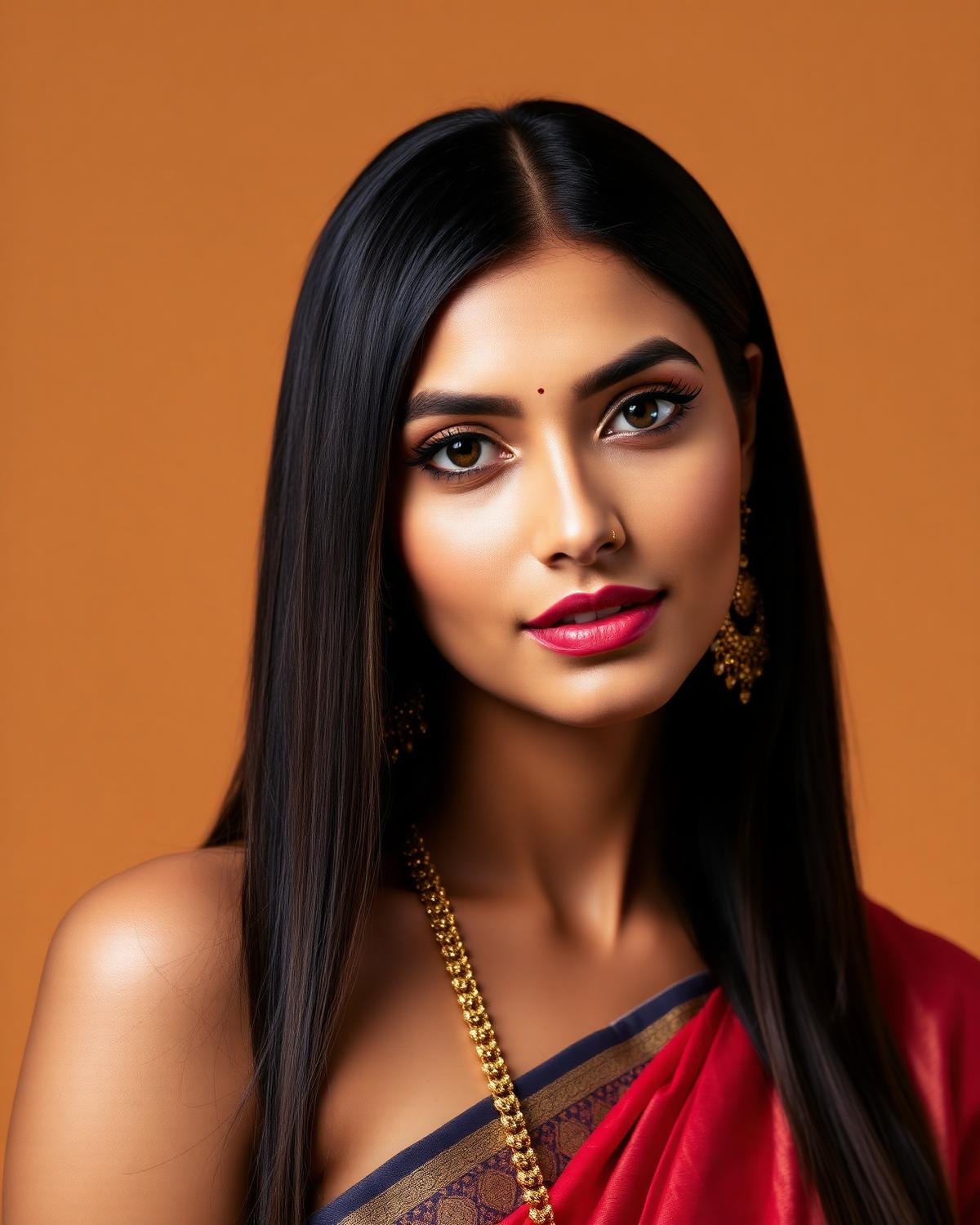 Sleek straight hair finish with high shine