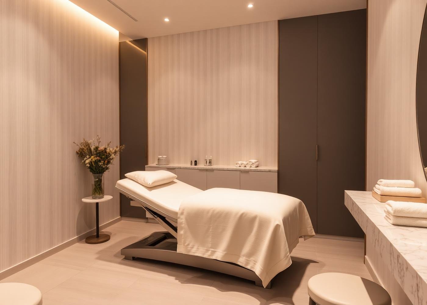 Calm skin treatment room at the salon
